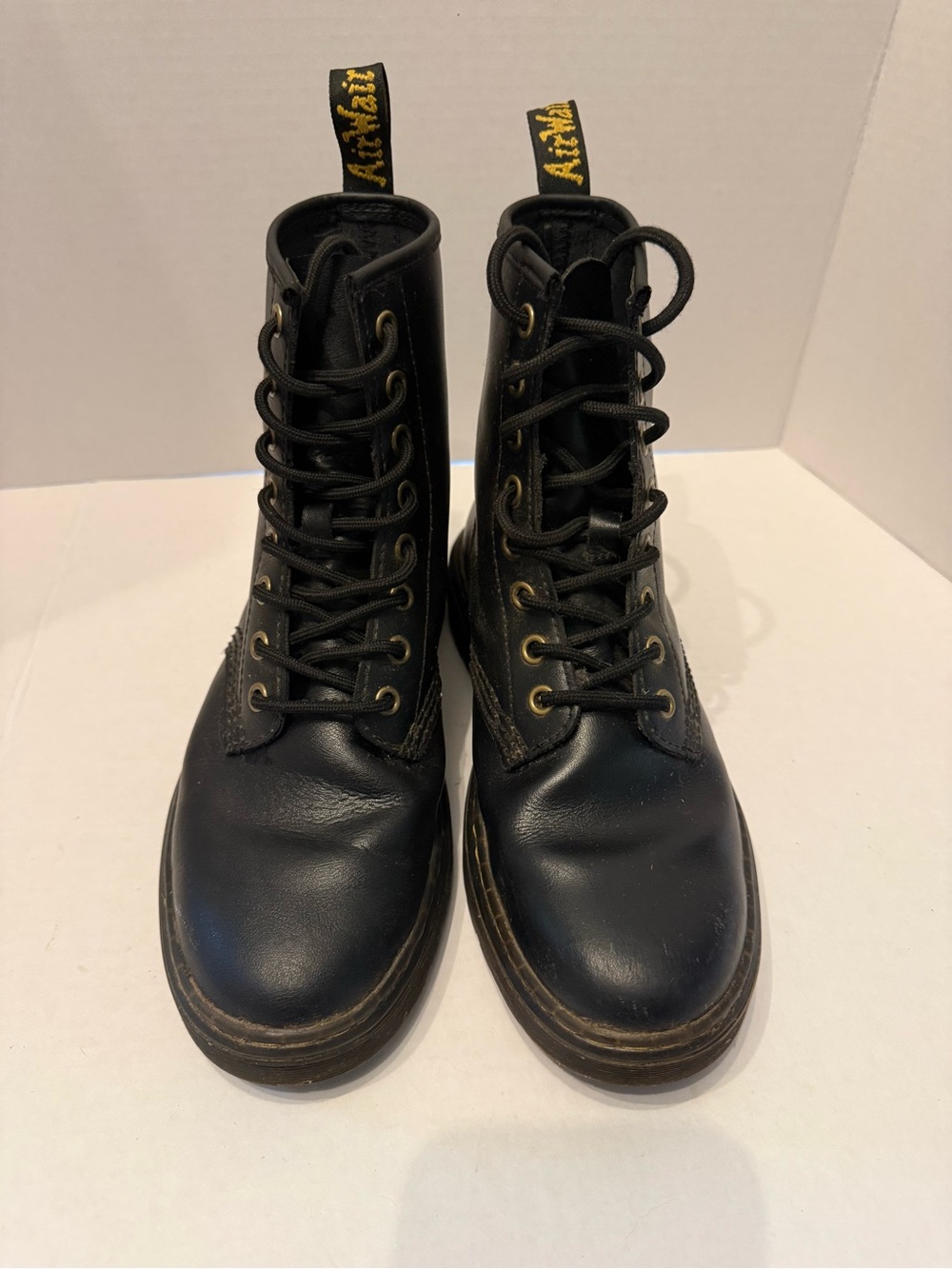 Dr. Martens Zavala Black Leather Combat Boots Women’s 7 Men’s 6 UK 5 EU 38